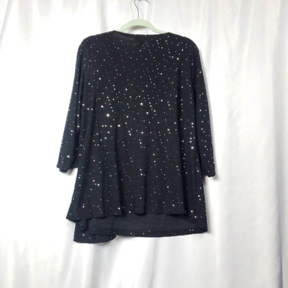 Susan Lawrence size 2X black sparkly top - Picture 6 of 8